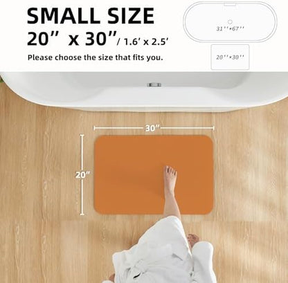 TYUU Thin Bath Mat, Small Bathroom Rugs Non Slip Washable, 20x30 Orange