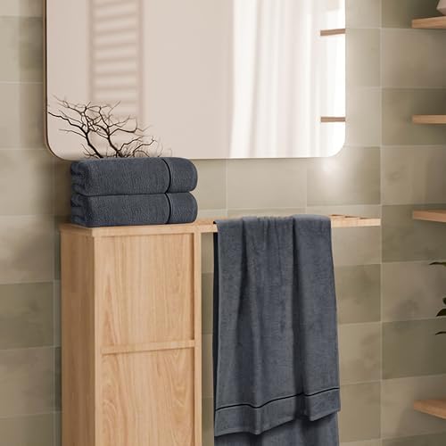 MyOwn Ultra Soft 4 Pack Oversized Bath Towel Set 27x54 inches, 100% Cotton Bath Towels, Highly Absorbant Compact Quickdry & Lightweight Towel, Ideal for Gym Travel Camp Pool - Charcoal Grey