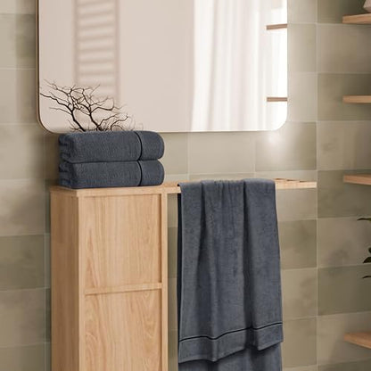 MyOwn Ultra Soft 4 Pack Oversized Bath Towel Set 27x54 inches, 100% Cotton Bath Towels, Highly Absorbant Compact Quickdry & Lightweight Towel, Ideal for Gym Travel Camp Pool - Charcoal Grey