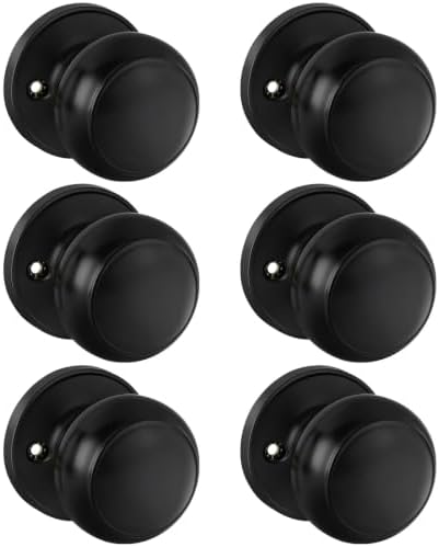 Haidms 3 Pack Black Dummy Door Knobs, Half Matte Black No-Turning Dummy Closet Doors Single-Sided Door Locks (6 Pieces/3 Pairs)