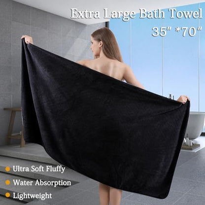8-Piece Black Bath Towels Set,2 Oversized Large Bath Towels Sheet,2 Hand Towels and 4 Washcloths - 600 GSM Soft Luxury Towel Set,Highly Absorbent Quick Dry Towel Collection for Bathroom,Hotel and Spa