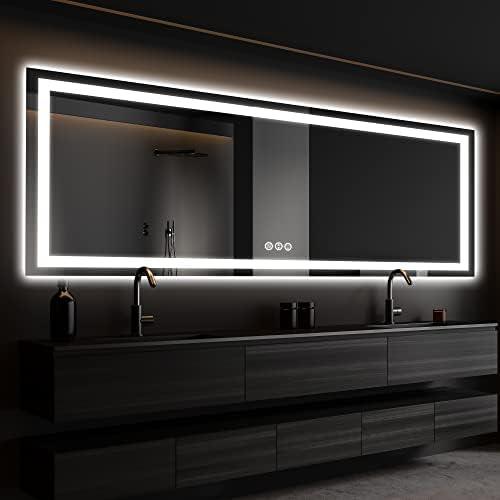 ISKM 72x32 LED Mirror for Bathroom, Front and Back Lit, Anti-Fog, Dimmable