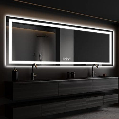 ISKM 72x32 LED Mirror for Bathroom, Front and Back Lit, Anti-Fog, Dimmable