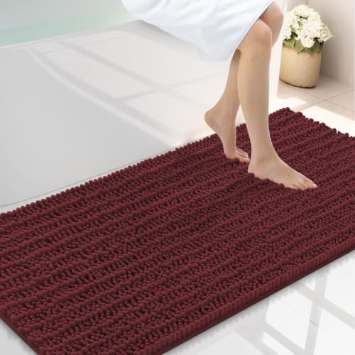 Smiry Bathroom Rugs 47X24, Extra Soft Rubber Backing Chenille Bath Mats