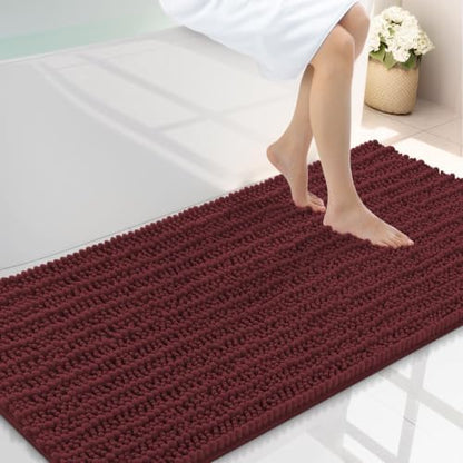 Smiry Bathroom Rugs 47X24, Extra Soft Rubber Backing Chenille Bath Mats