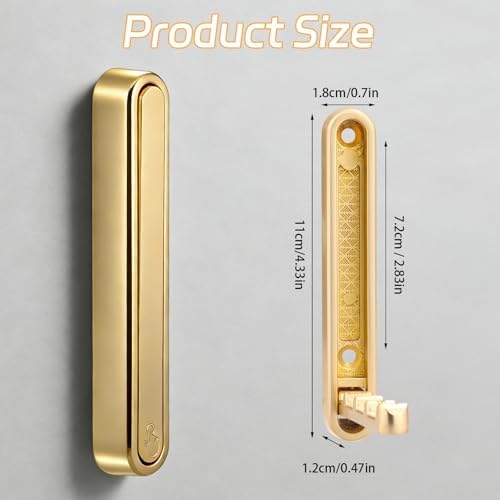 4.33 in Extended Folding Coat Hooks, 2 Pack Gold Wall Hooks, Zinc Alloy