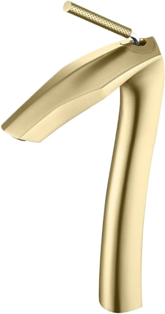 Faucet Brushed Gold Brass Bathroom Faucet Modern Ceramic Cartridge Basin Mixer Tap Hot&Cold Water Deck- Mounted Sink Fixtures(Brushed Gold,G1/2) Faucet