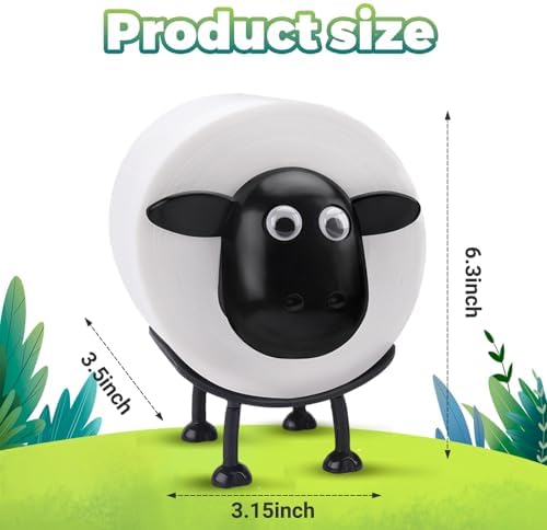 Sheep Toilet Paper Roll Holder, Tissue Paper Storage Stand, 3D Printed Black Sheep Loo Roll Holder, Wall Mount Tissue Basket for Bathroom, Fun Housewarming Gift & Bathroom Decor (3)
