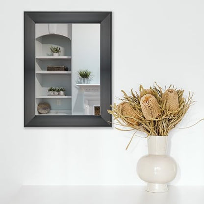 Ruomeng Rectangular Wall Mirror 12" x 16" Framed Mirror for Bathroom Black
