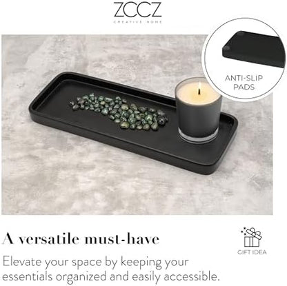ZCCZ Bathroom Accessory Sets, 4 Pieces Bathroom Accessories Complete Set Vanity Countertop Accessory Set, Includes Lotion Dispenser Soap Pump, Tumbler, Toothbrush Holder and Tray (Matte Black)