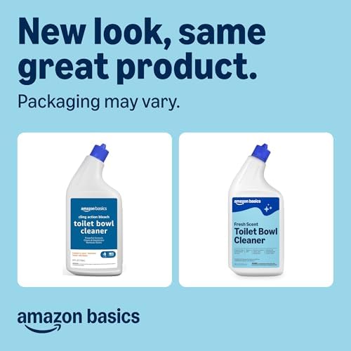 Amazon Basics Toilet Bowl Cleaner with Cling Action Formula, Bleach, Fresh Scent, 24 Fl Oz, Pack of 1, Packaging May Vary