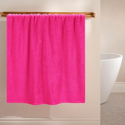 MyOwn Ultra Soft 2 Pack Oversized Bath Towel Set 28x55 inches, Cotton Large Bath Towels, Highly Absorbant Compact Quickdry & Lightweight Towel, Ideal for Gym Travel Camp Pool - Hot Pink