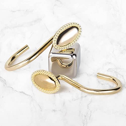 Gold Shower Curtain Hooks Rings, Zinc Alloy with Anti-Rust Coating
