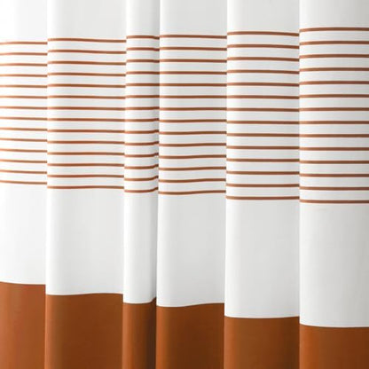 Boho Orange Fall Cotton Striped Shower Curtain with Tassel 72"W X 72"L