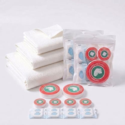 14-Pack Disposable Travel Towels, 3 Sizes, 2 Extra Large Bath Towels