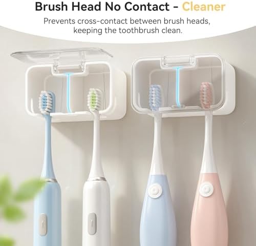MOPMS Toothbrush Holders for Bathrooms with 2 Slot Independent Compartment