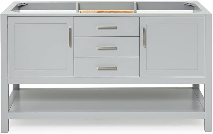 ARIEL Bayhill 60" Double Sink Base Cabinet in Grey