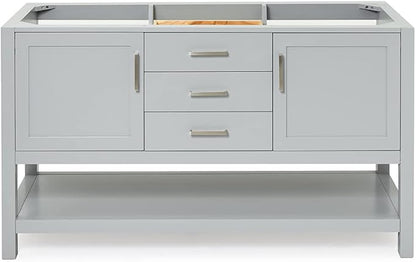 ARIEL Bayhill 60" Double Sink Base Cabinet in Grey