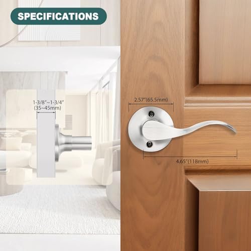 GOBEKOR Single Dummy Door Lever Right-Handed Dummy Door Handle Nickel for Closet French Doors, Non-Turning Door Handle Pull, 1 Pack