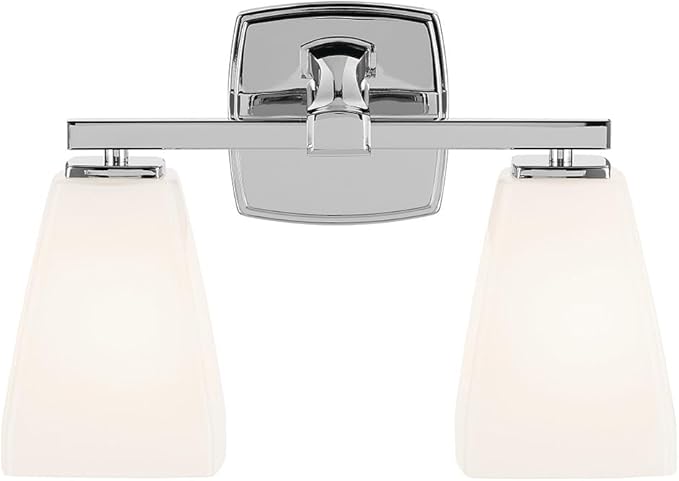 Kichler Marant 14.25" 2-Light Vanity Light with Opal Glass in Chrome, for Bathroom, Powder Room, Over a Mirror, (14.25" W x 9.5" H), 55215CH