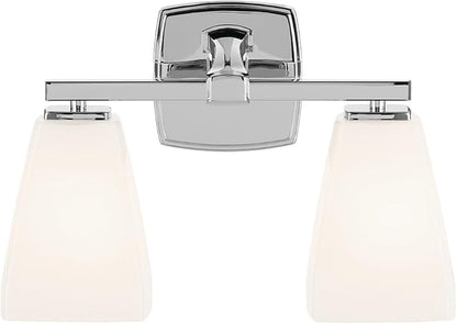 Kichler Marant 14.25" 2-Light Vanity Light with Opal Glass in Chrome, for Bathroom, Powder Room, Over a Mirror, (14.25" W x 9.5" H), 55215CH