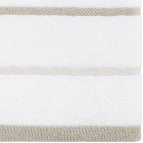 IZOD – Hand Towels, Plush Ringspun Cotton Blend with Striped Design and Dark Hem Finish, Set of 2 (Sandbar Linen)