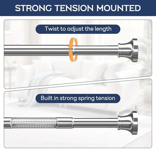 Adjustable Shower Curtain Rod 31-104 Inch, Never Rust Stainless Steel Silver Tension Rod, 1" Heavy Duty No-Drill for Bathroom, Kitchen & Closet