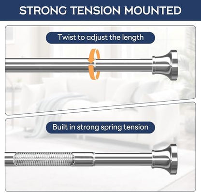Adjustable Shower Curtain Rod 31-104 Inch, Never Rust Stainless Steel Silver Tension Rod, 1" Heavy Duty No-Drill for Bathroom, Kitchen & Closet