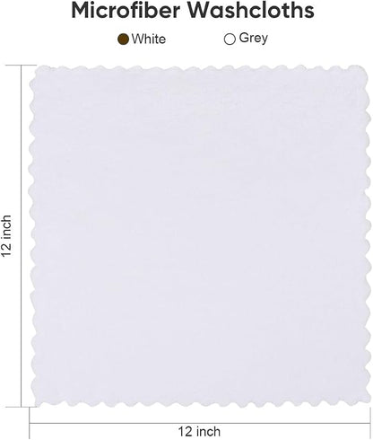 Orighty Washcloths 48 Pack, Ultra Soft Face Towels 12 x 12 inch | Absorbent & Quick Drying Coral Velvet Wash Cloths Bulk, Multi-Purpose Face Cloth for Household, Cleansing and Sport (White)