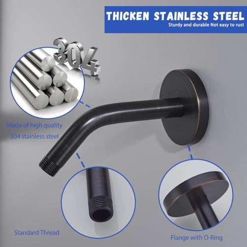 Wall Mounted Shower Arm Extension Head Holder Stainless Stee for Elbow Bathroom Accessories Pipe Bath Tube Oil Rubbed Bronze,SW-RD91018-6-ORB.