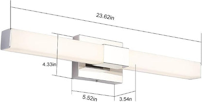 LED Bathroom Vanity Light 24 inch, 12W Modern Makeup Mirror Light Lamps, Indoor Wall Light 4000K, for Bathroom, Powder Room, Mirror Cabinets, Bedroom and Living Room. Chrome Finish.