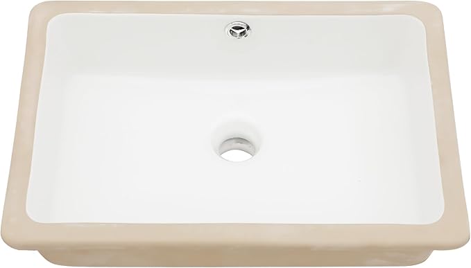 18 Inch Undermount Bathroom Sink 18.25"x12.4" White Rectangle Porcelain Ceramic Vanity Sink with Overflow, Under Counter Lavatory Basin