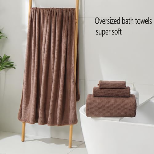 YTYC 39x78 Bath Sheets Set,Towels for Bathroom,Brown,6-Pieces
