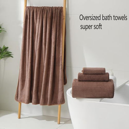 YTYC 39x78 Bath Sheets Set,Towels for Bathroom,Brown,6-Pieces