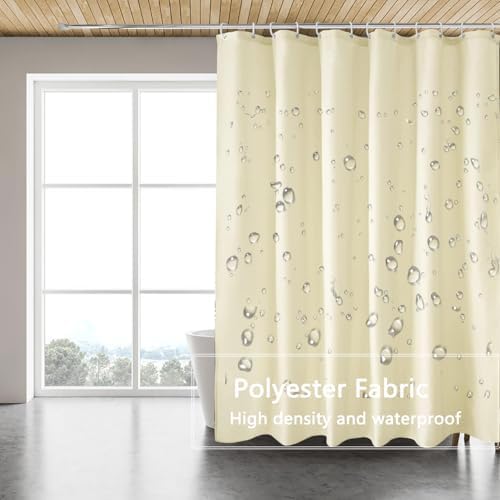 LLSCL Beige Fabric Shower Curtain Liner with Bottom Counterweight, Waterproof Hotel Quality, 72 x 72 Machine Washable