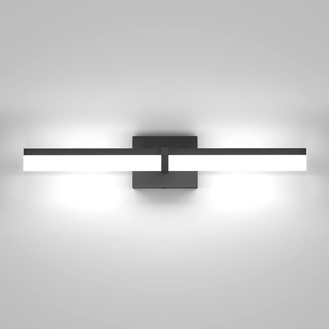 Tipace Black Bathroom Light Fixtures 24 inch LED Vanity Lights Modern Bathroom Light Fixtures Over Mirror (White Light 6000K)