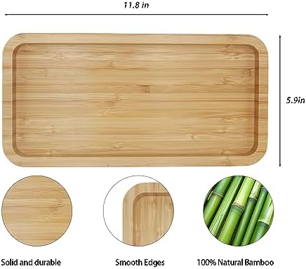 Bamboo Vanity Bathroom Tray for Counter, Bamboo Tray for Bathroom, Toilet Tank, Perfume 11.8L x 5.9W x 0.8H inch (Bamboo)