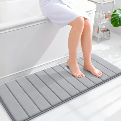 OLANLY Memory Foam Long Bathroom Rugs Runner 47x17, Super Soft Absorbent