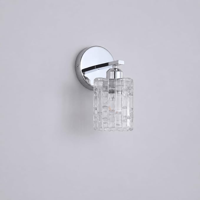 Modern 1-Light Crystal Vanity Light, Chrome Bathroom Light Fixture Over Mirror, Wall Mount for Bathroom, Bedroom, Living Room, Hallway