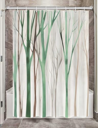 Birch Forest Abstract Shower Curtain Farmhouse Bathroom Decor 72X84 Inch