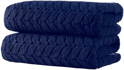 BAGNO MILANO Turkish Cotton Bath Towels, Hand Towels - Soft Plush Jacquard Collection Luxury Towels Set (Navy, Bath Sheet 35x70)