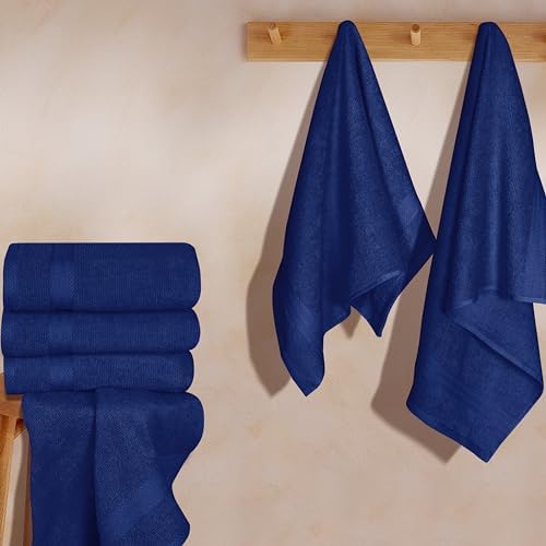 GLAMBURG Ultra Soft 6-Piece Hand Towel Set 16x28-100% Ringspun Cotton - Durable & Highly Absorbent Hand Towels - Ideal for use in Bathroom, Kitchen, Gym, Spa & General Cleaning - Navy Blue