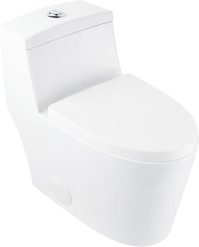 One Piece Toilet DeerValley 10" Rough-In Toilet for Bathroom 1.1/1.6 GPF Dual Flush Standard Bathroom Toilet with Soft-Closing and Quick-Release Seat DV-1F52816R
