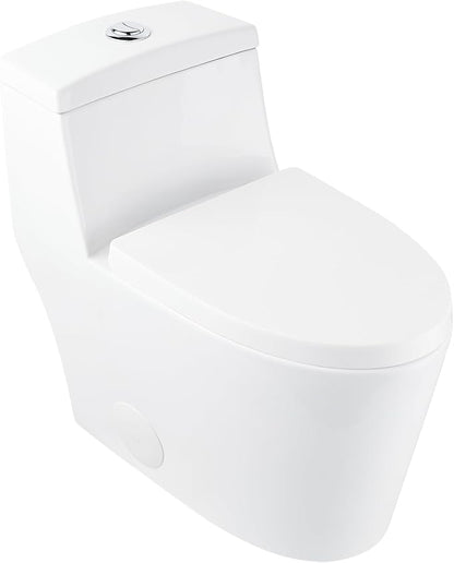 One Piece Toilet DeerValley 10" Rough-In Toilet for Bathroom 1.1/1.6 GPF Dual Flush Standard Bathroom Toilet with Soft-Closing and Quick-Release Seat DV-1F52816R
