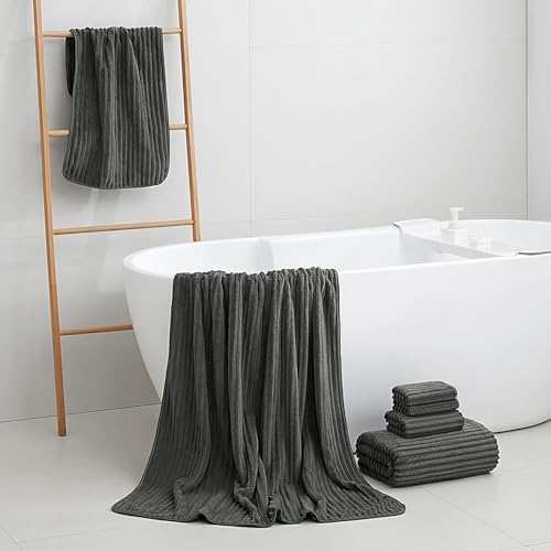 2 Piece Bath Sheets, 40"x80" Bath Towels, Charcoal Gray