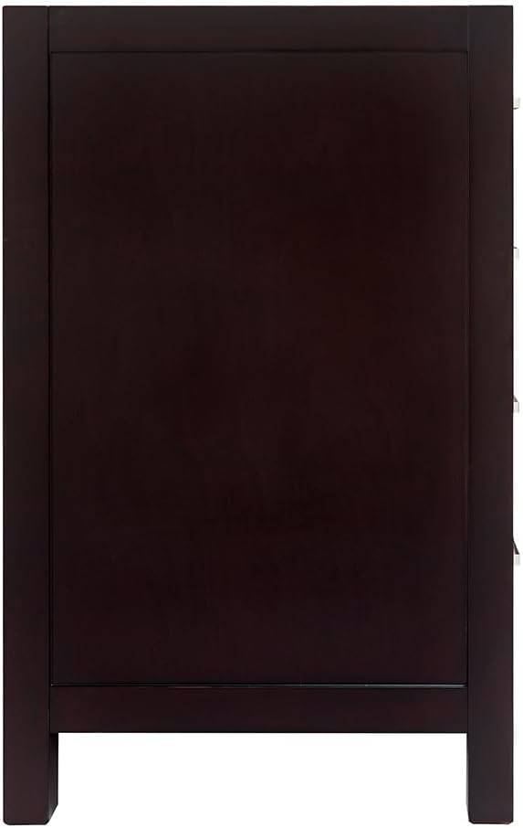 ARIEL Cambridge 66-inch Bathroom Vanity Base Cabinet,Solid Wood, 2 Soft Closing Doors, 9 Dovetail Drawers, Espresso