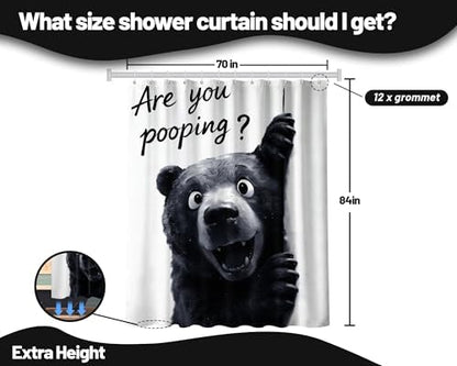 Extra Tall Shower Curtain XL Funny Black Bear, 70 x 84 Inchs
