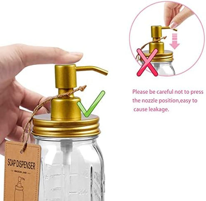 Amolliar Mason Jar Bathroom Accessories Set, 4 Pcs Glass Bathroom Set, Gold