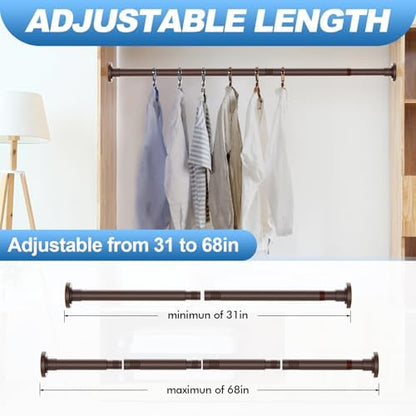 CorkLatta Bronze Shower Curtain Rod 31 to 68 Inch,1 Inch Diameter Adjustable Spring Tension Stainless Steel Telescoping Rod,Easy Install,No Rust