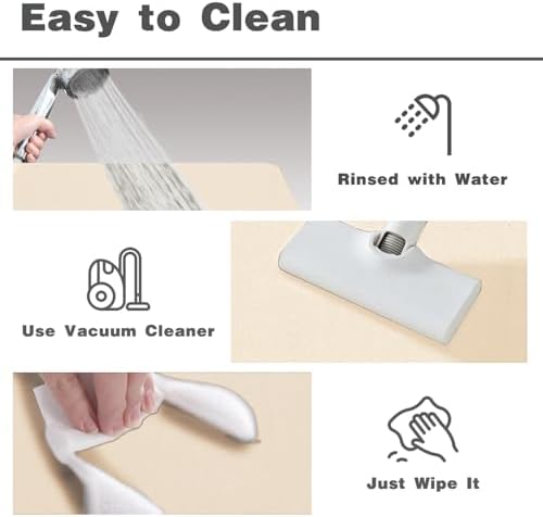 TYUU Thin Bath Mat, Bathroom Rugs Non Slip Washable, 20x48 Beige